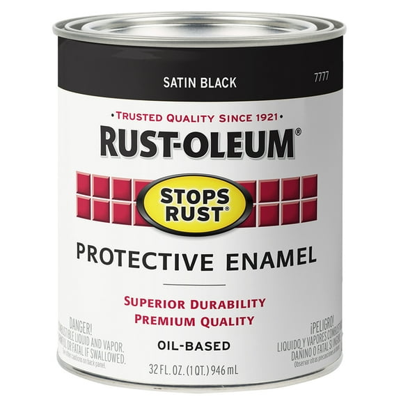 2-Pack of 1 qt Rust-Oleum 7777502 Black Stops Rust Protective Enamel, Satin