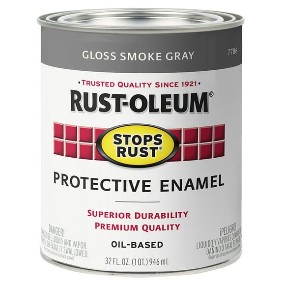 2-Pack of 1 qt Rust-Oleum 7786502 Smoke Gray Stops Rust Protective Enamel, Gloss
