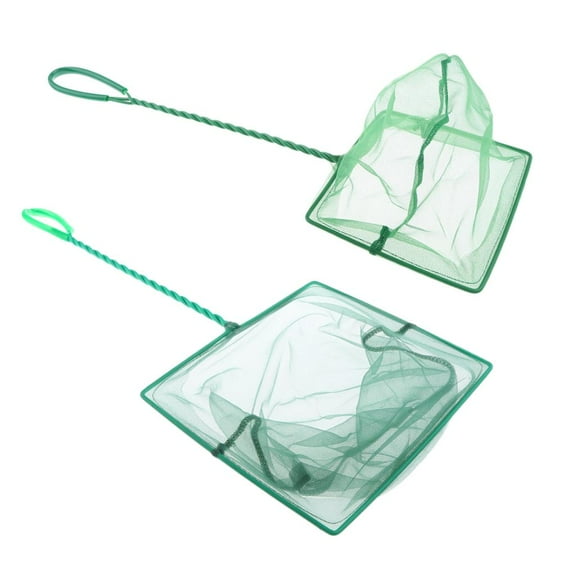 2 Pack of 10 & 6 Inches Aquarium with Handle and Hanging Hole - Mesh Rectangle Fish Landing Nets