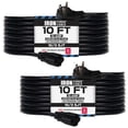 thumbnail image 1 of Iron Forge Cable 2 Pack 10 ft Angled Flat Plug Black Extension Cord - 16/3 SJT 3 Prong Indoor Extension Cord 13 Amp, 45¡ Angle Flat Plug, 1 of 6