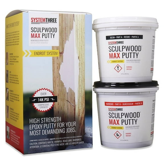 2-Pack of 2-Quart Kit System Three Resins 1620k20 SculpWood Max High-Compressive Strength Two-Part Epoxy Putty Compound