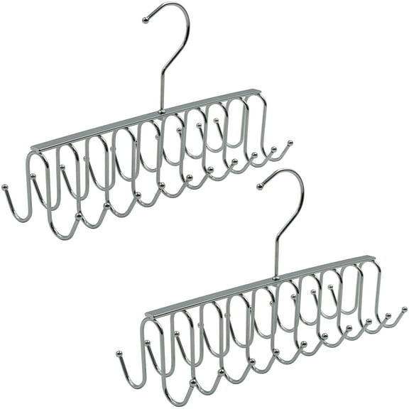 2 Pack of 20 Hook Chrome Closet Hangers for Belts, Ties, Bras, Scarves