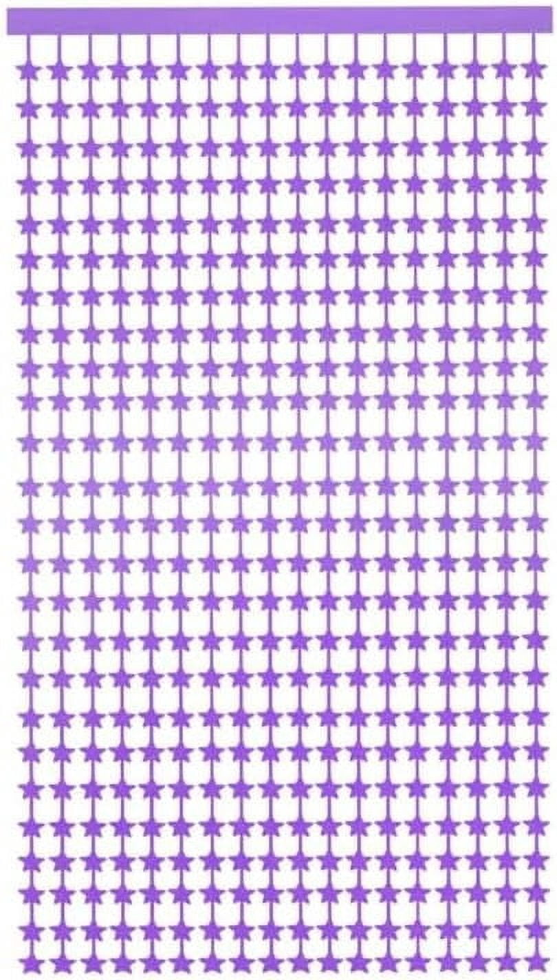 2 Pack of 3.3x6.6ft Glitter Purple Stars Foil Fringe Curtains Purple Streamers