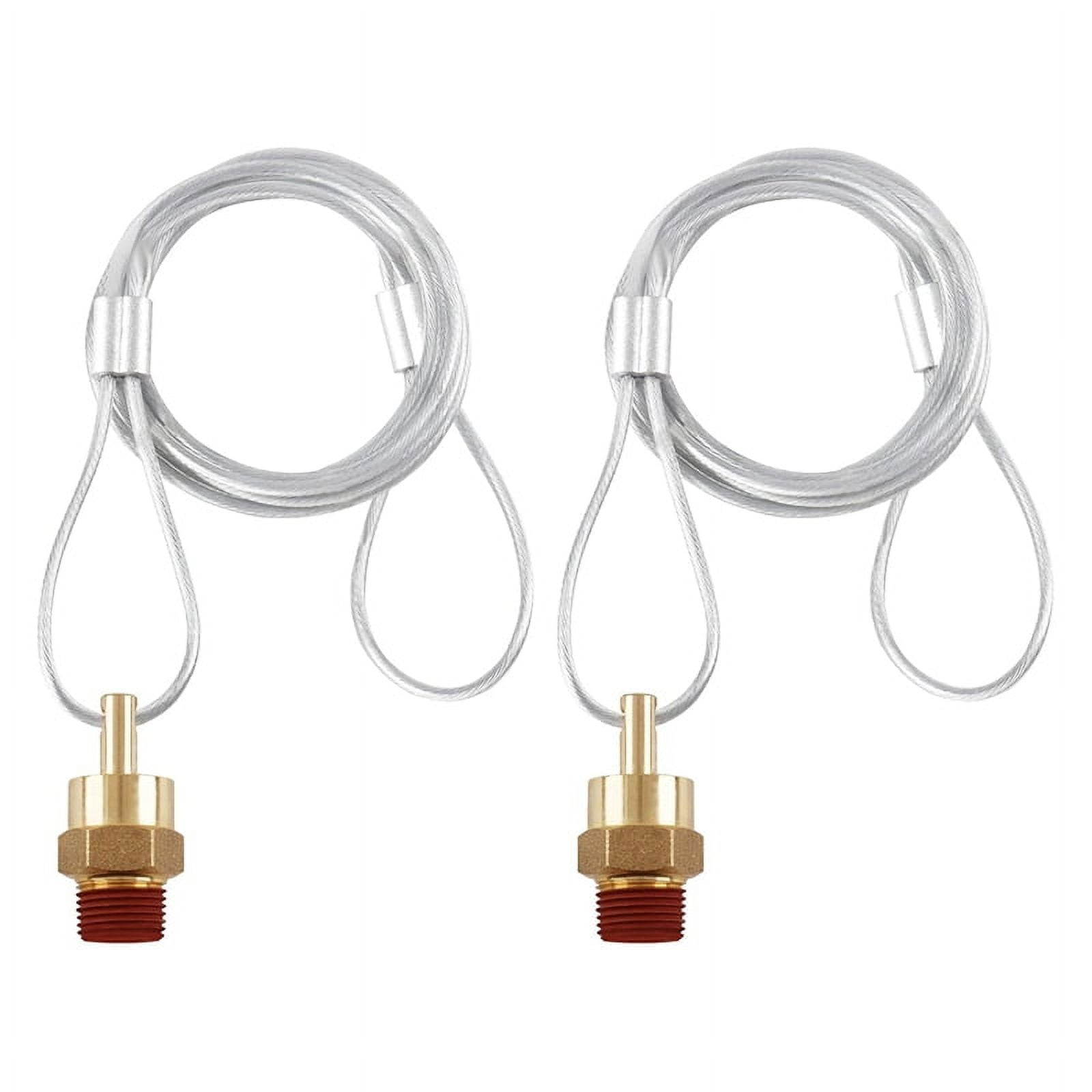 4-Pack 1/4 NPT Brass Air Tank Drain Valve With Pull Cable – 200 PSI Max – For Compressors & Brake Systems, Fits 80+ Gallon Tanks