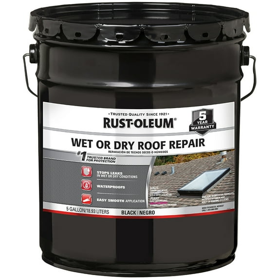 2-Pack of 4.75 gal Rust-Oleum 301990 Black Roofing Plastic Roof Cement
