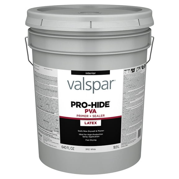 2-Pack of 5 gal Valspar 91112 White Pro-Hide Interior Latex PVA Primer & Sealer