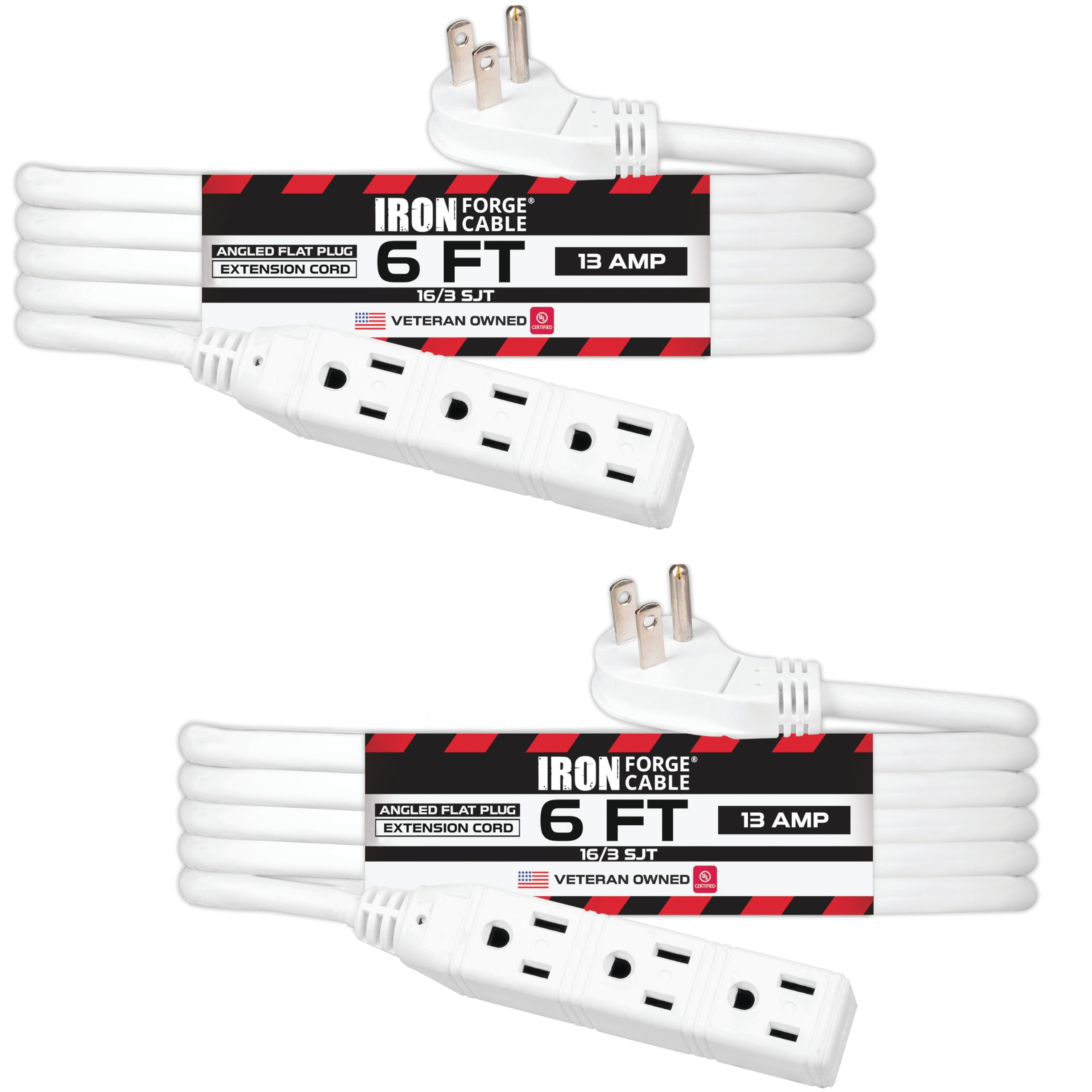 Iron Forge Cable 100 FT White Extension Cord With Angled Flat Plug, 16...