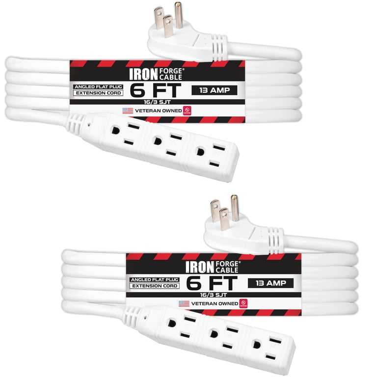 Elecan 45° Angle Flat Plug Power Extension Cord 6 Ft Elecan 45° Angle Flat Plug Power Extension Cord 6 Ft