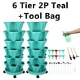 thumbnail image 1 of 2 Pack of 6 Tier Stackable Planter Vertical Garden With Various Accessories for Vegetables, Flowers, Herbs, Succulents, Microgreen Gardening - Teal, 1 of 7