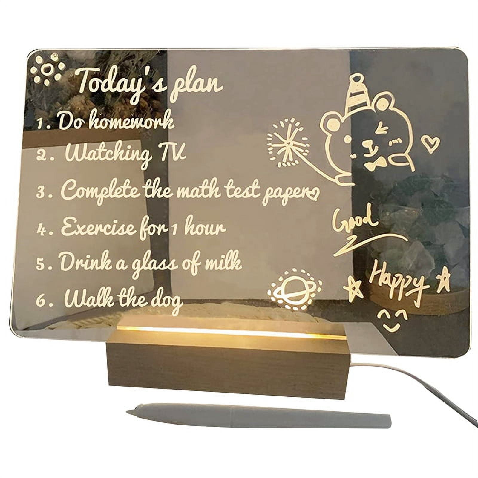 Acrylic Dry Erase Board with Light, 11.8 X 7.9” Light up Dry Erase Boa–  SearchFindOrder