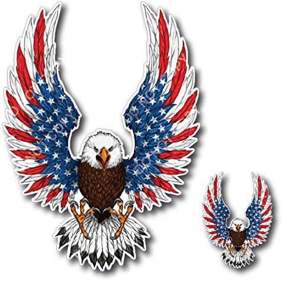 2 Pack of Bald Eagle American Flag Sticker Decal Sticker Truck Car ...