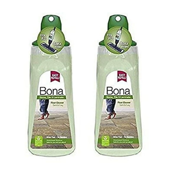 2 pack of bona stone tile & laminate floor cleaner refill cartridge, 34 oz