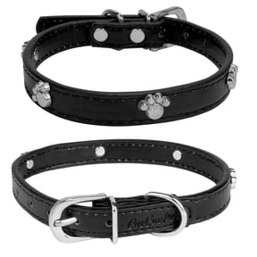 2 Pack of Classic Pet Comfy Adjustable Paw Dog Collar