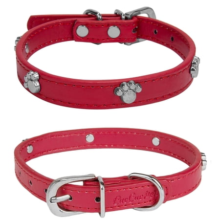 2 Pack of Classic Pet Comfy Adjustable Paw Dog Collar