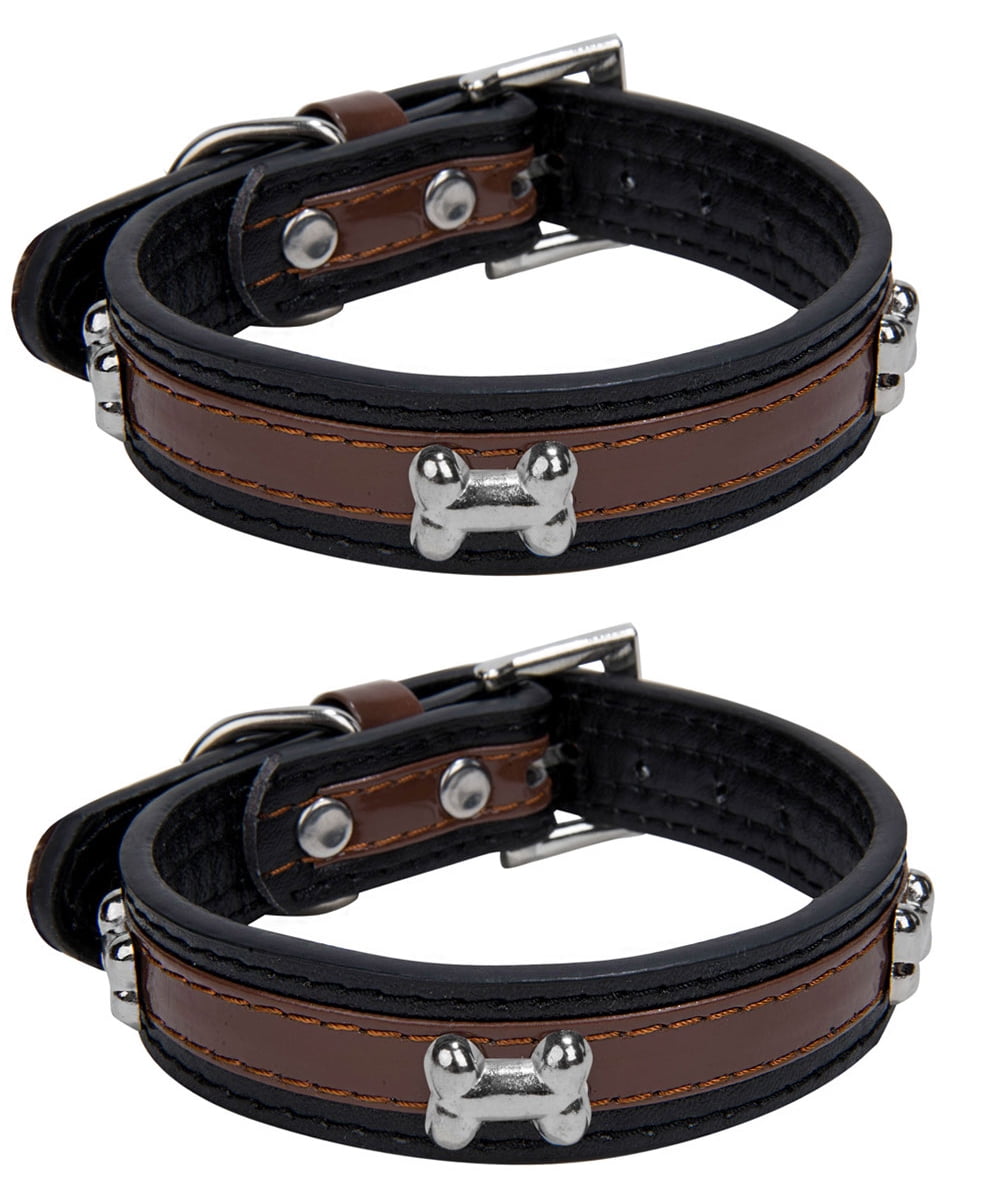 2 Pack of Classic Pet Comfy Adjustable Puppy Bone Dog Collar