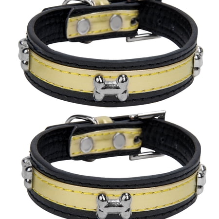 2 Pack of Classic Pet Comfy Adjustable Puppy Bone Dog Collar