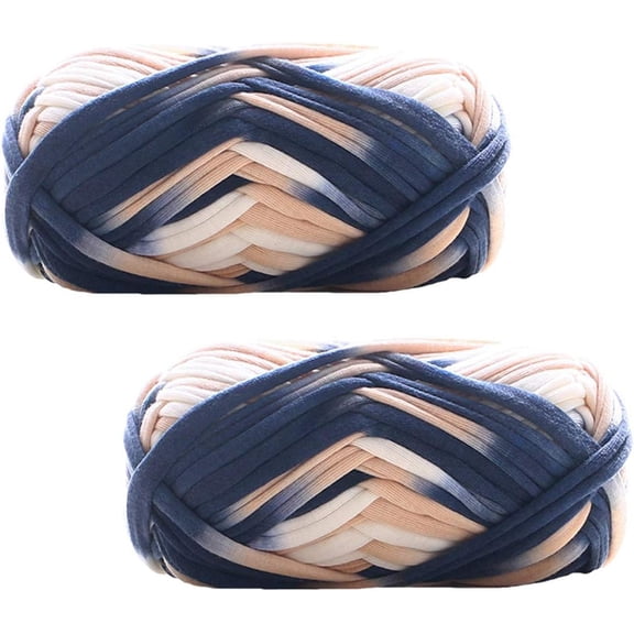 2 Pack of Colorful Knitting Yarn Fabric Crochet Cloth T-Shirt Yarn for DIY Knitted Fabric Art Basket Bag 200g