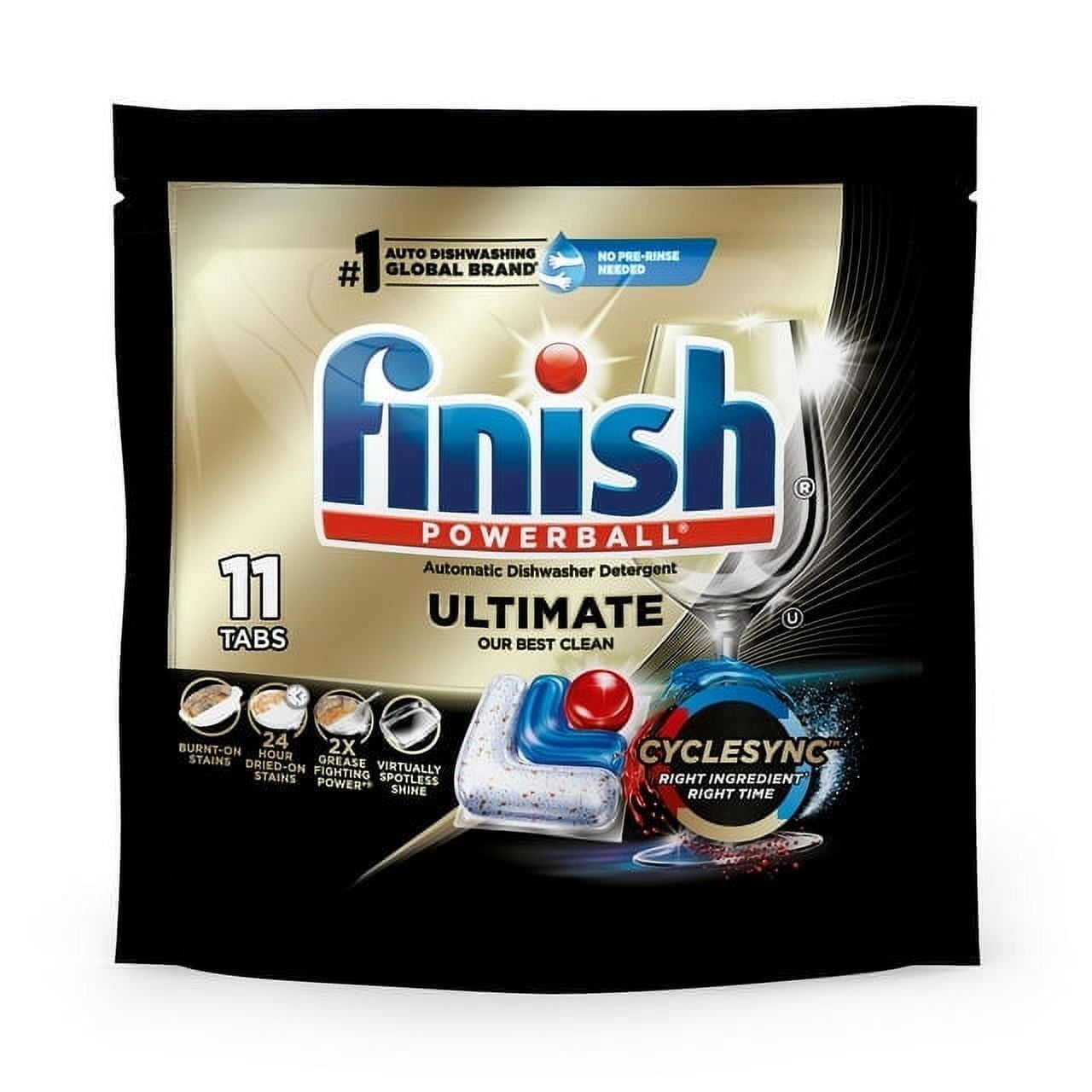 2 Pack of Finish Ultimate Dishwasher Pods, No Pre-Rinse Dishwasher Detergent Soap Tabs, Our Best Clean, 11 Count