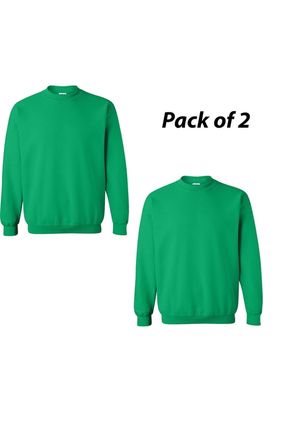 2 Pack of Gildan Heavy Blend Crewneck Sweatshirt | Classic Comfort for Men and Women | Color: Irish Green, 8 oz, 50/50 Cotton/Polyester