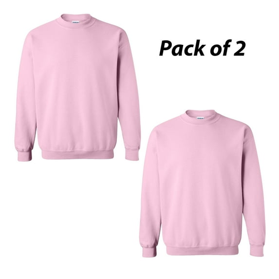 2 Pack of Gildan Heavy Blend Crewneck Sweatshirt | Classic Comfort for Men and Women | Color: Light Pink, 8 oz, 50/50 Cotton/Polyester