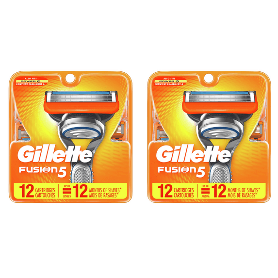 2 Pack of Gillette Fusion5 Razor Refill Cartridges, 12 Ct/each, 24 count