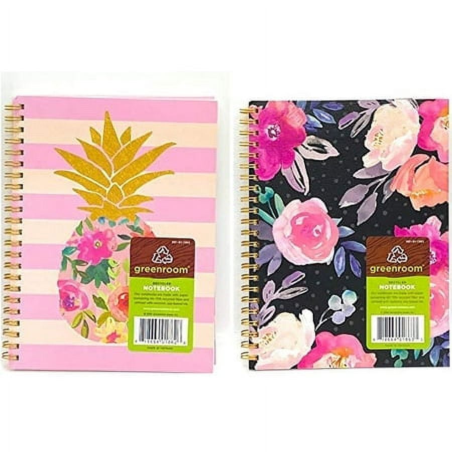 2 Pack of Green room Soft Cover Spiral Fashion Notebook, Medium, 2 Pack of' 5''x 8'' Assorted/Colors Pick at Random Metallic