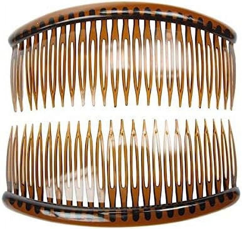 2 Pack of Large Tort Brown 12cm Plain French Side Hair Combs Slides