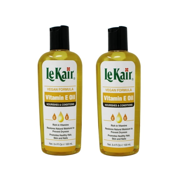 2 Pack of LeKair Vitamin E Oil Hair & Body Oil - Vegan Formula 3.4 Ounce