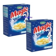2 Pack of MAGIC CORN STICKS BLUE (VANILLA) 130GR-Sweet glazed corn puffs with sugar
