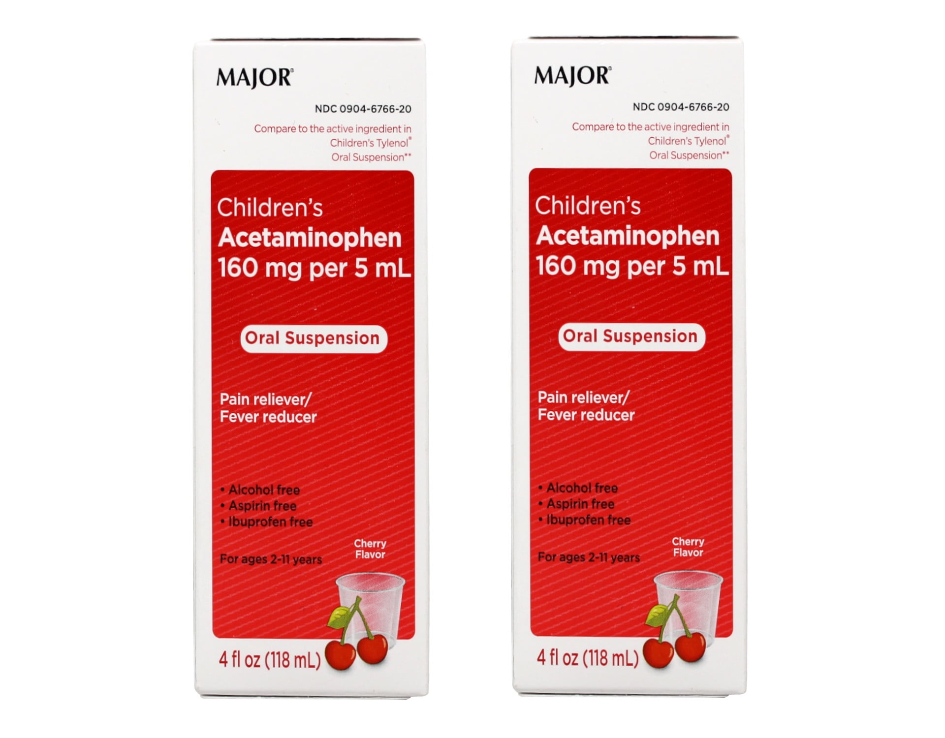 2 Pack of Major Children's Acetaminophen Cherry 4 Ounce