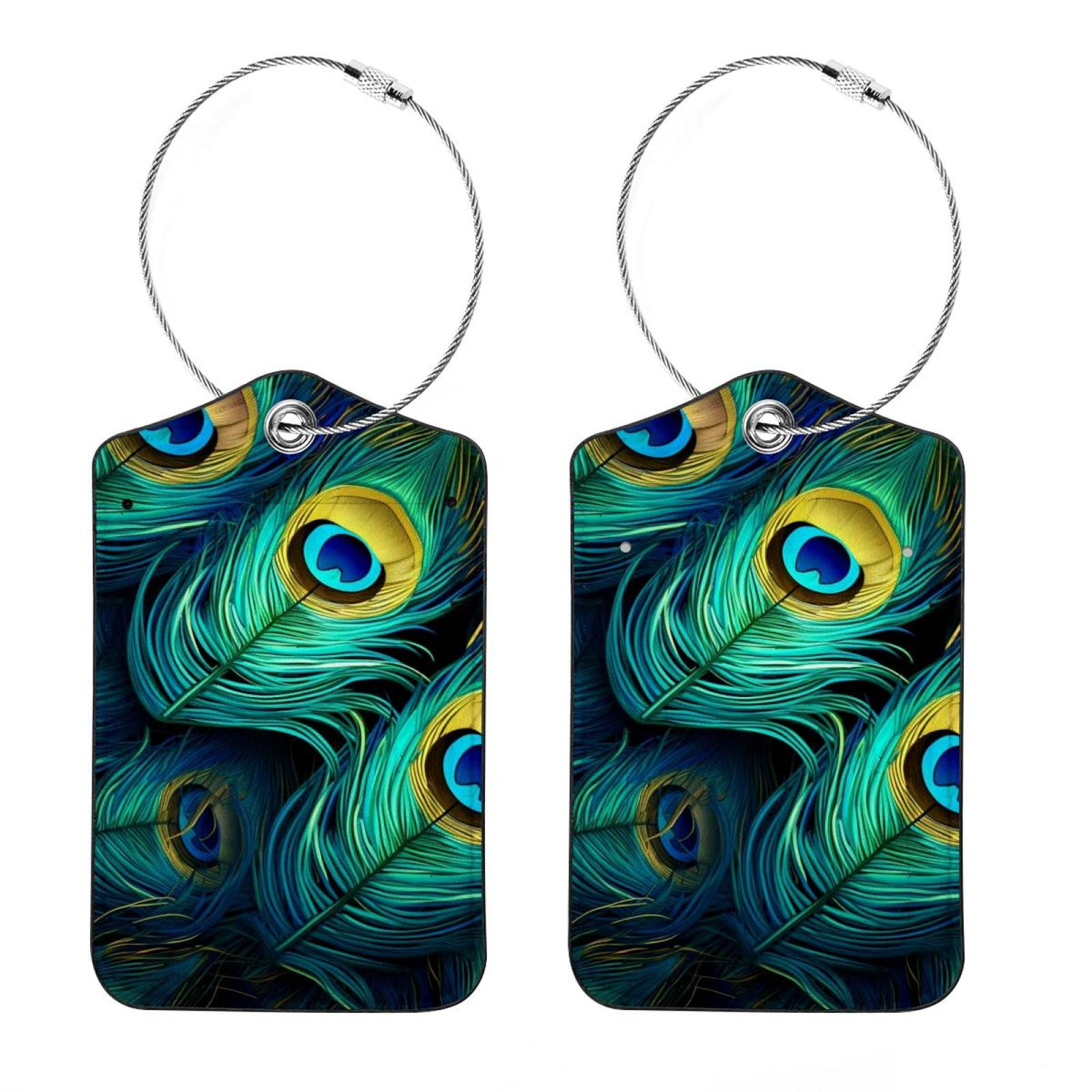 CUSTOMISED PEACOCK FEATHER LUGGAGE TAG