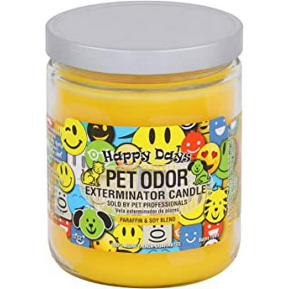 2 Pack of Pet Odor Exterminator Candles with Bonus Imperial Falcon Drawstring Bag containing a Surprise Scent Car Air Freshener (Happy Days)