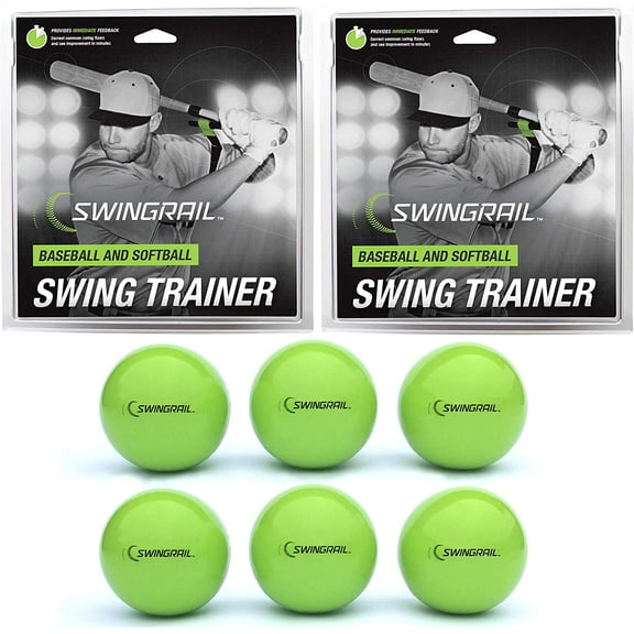 2-Pack of SWINGRAIL Swing Trainers and 6-Pack of Weighted Training Balls