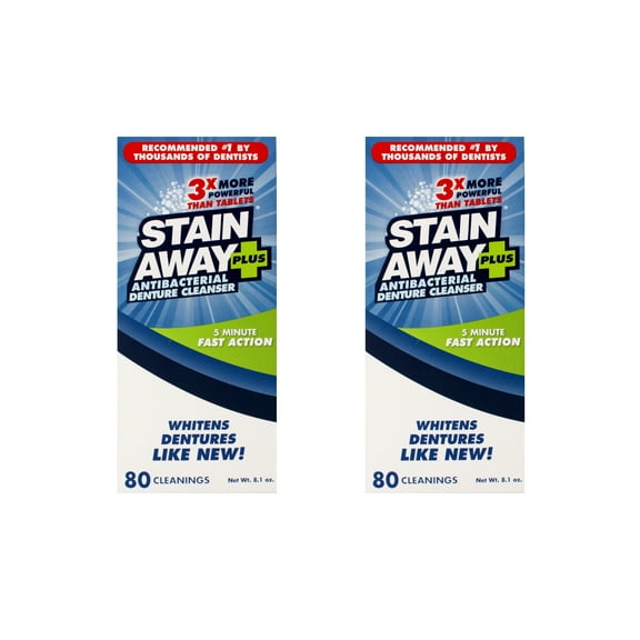 2 Pack of Stain Away Plus Denture Cleanser 8.1 Ounce