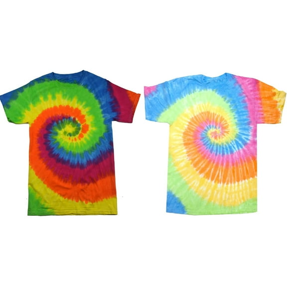 2 Pack of Tie Dye Style T-Shirts for Men and Women - Fun, Multi Color Tops