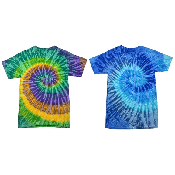 2 Pack of Tie Dye Style T-Shirts for Men and Women - Fun, Multi Color Tops