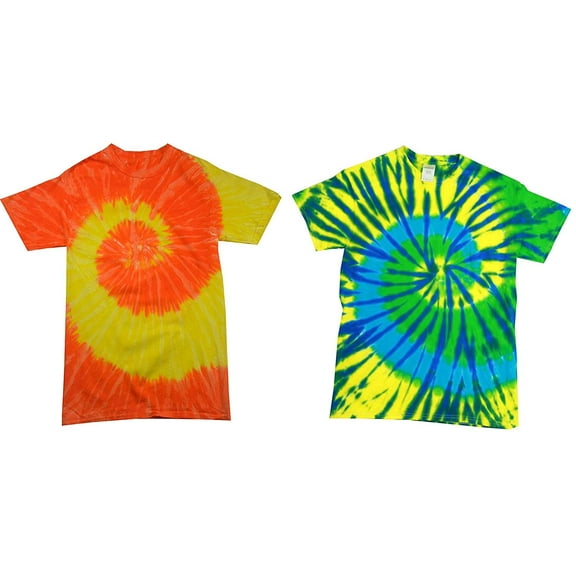 2 Pack of Tie Dye Style T-Shirts for Men and Women - Fun, Multi Color Tops