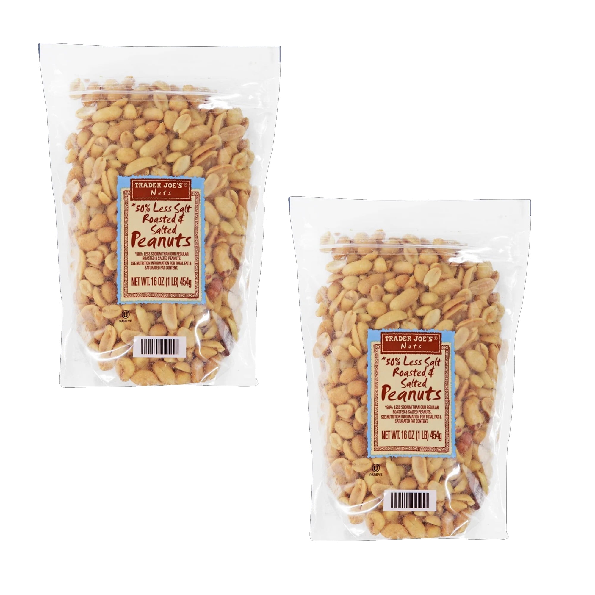 2 Pack of Trader Joe’s - 50% Less Salt Roasted & Salted Peanuts | 1Lb a ...