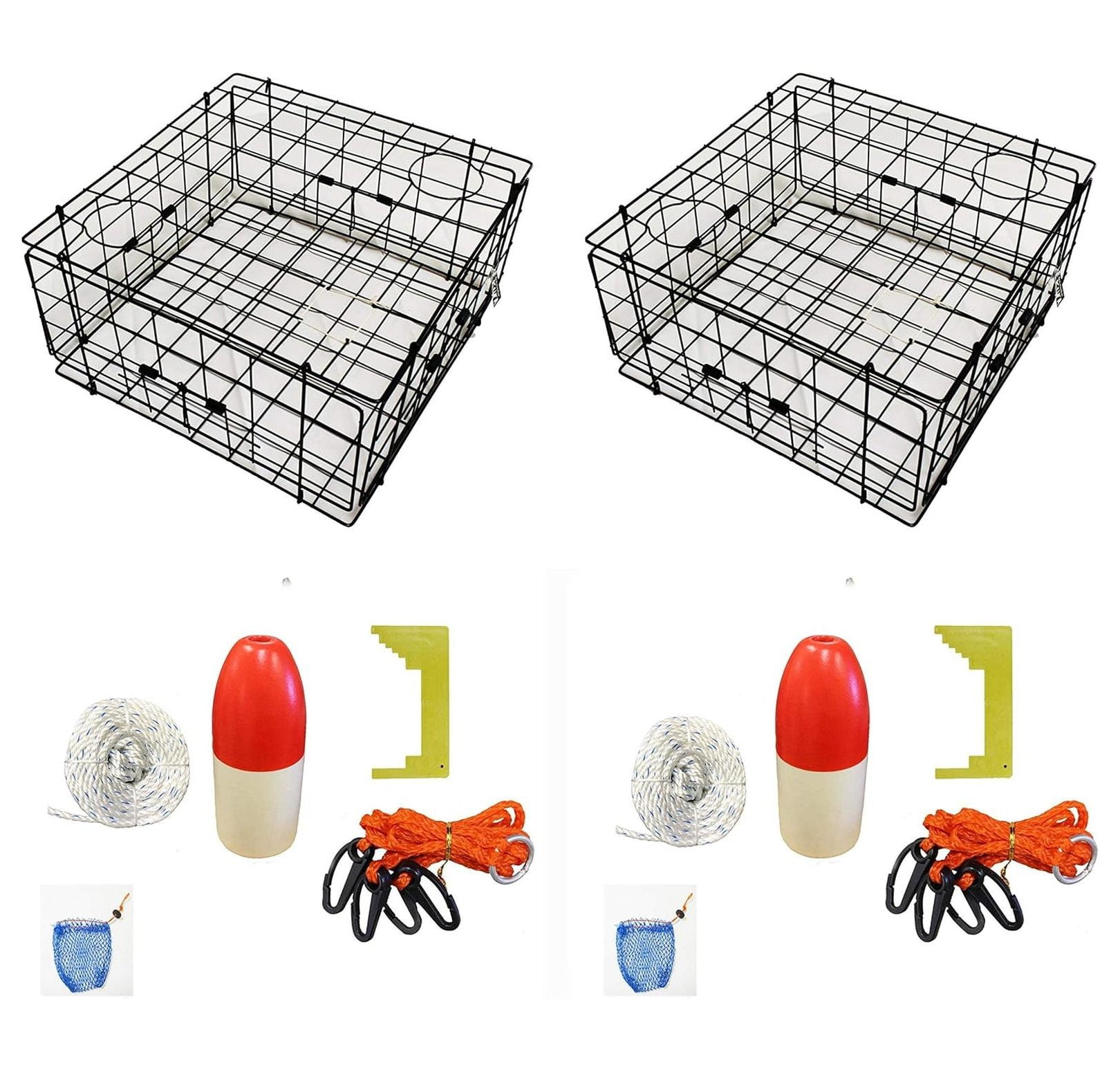 2-Pack of Vinyl Coated Crab Trap \u0026 Accessory kit (100' Non-Lead Sinking  line,Caliper,Harness,Bait Bag \u0026 11\, image size:1620x1550