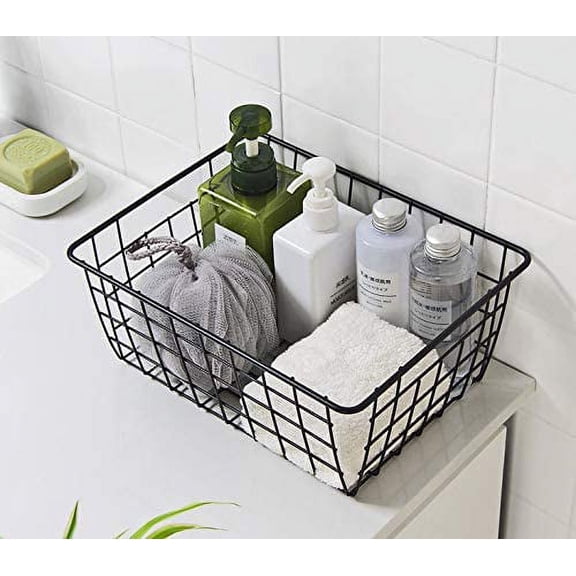 2 Pack perfrom Iron Storage Basket Organizer,Small Wire Baskets,Metal Basket,Metal Hanging Storage Bin For Home Office Kitchen Bathroom.