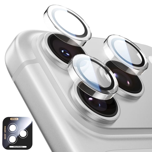 MAGIC JOHN 2 Pack Camera Lens Protector for iPhone 17 Pro Max/17 Pro 9H Aerospace Tempered Glass, Ultra HD,Metal Individual Ring