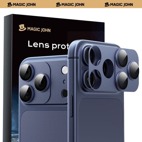 MAGIC JOHN 2 Pack Magnetic Camera Lens Protector for iPhone 17 Pro, HD Clear, Tempered-Glass Lens Film, Ultra-Tough, Anti-Scratch, Case Friendly