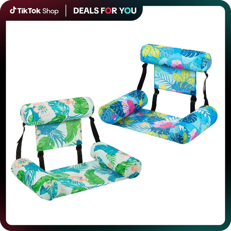 2 Pack pool float chairs for Adults and kids Fabric Inflatable pool ...
