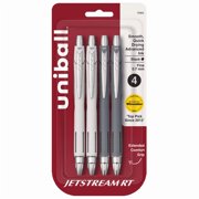 2 Pack uniball Jetstream Retractable Ballpoint Pens, Fine Point 0.7mm, Black Ink, 4 Count
