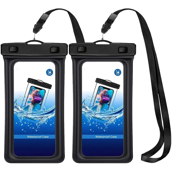 [2 Pack] [up to 8.5"] Waterproof Floating Phone Pouch with Lanyard, IC ICLOVER Waterproof Phone Case Cover, Transparent PVC Underwater Cell Phone Pouch Dry Bag - L Size (9.9"x4.7")