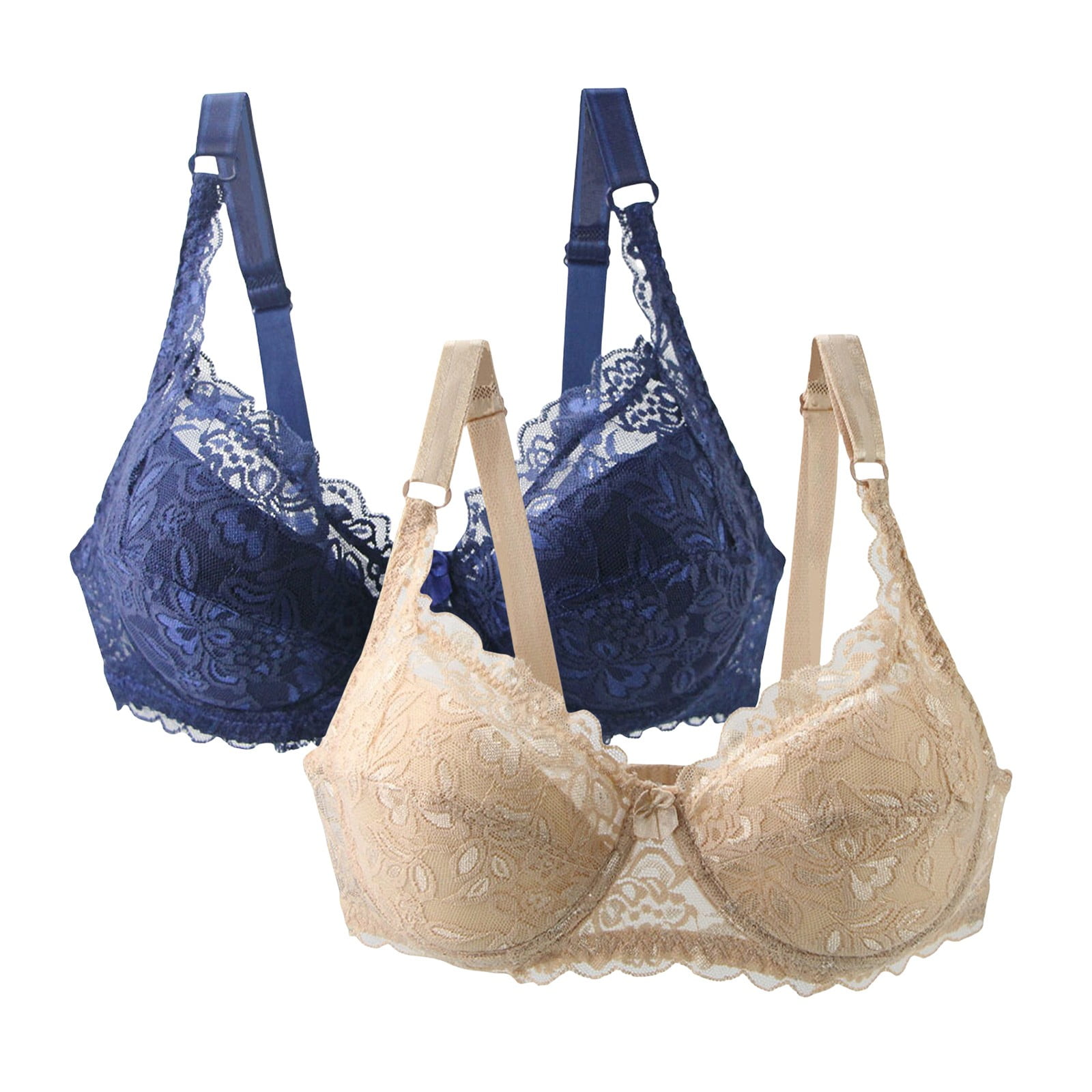 2 Pack wireless Side Support Bra Sleep Bras for Women Basic Back Clasp ...