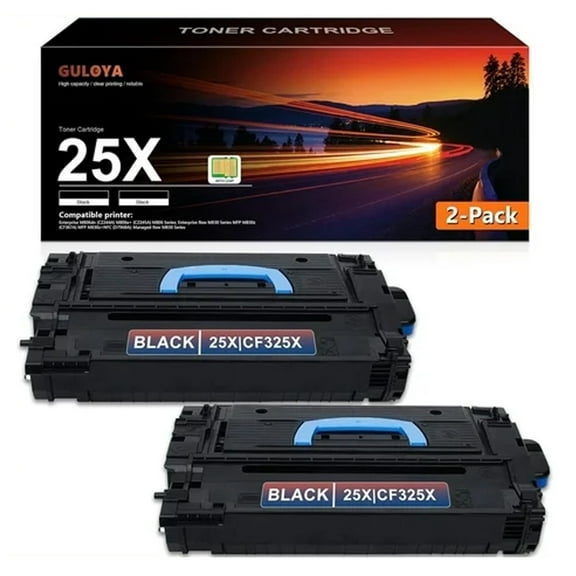 2-Pack (with Chip) Black Toner 25X | CF325X Toner Cartridge Compatible for HP 25X Toner Enterprise M806dn M806x+ M806 Series Enterprise Flow M830 Series Printer