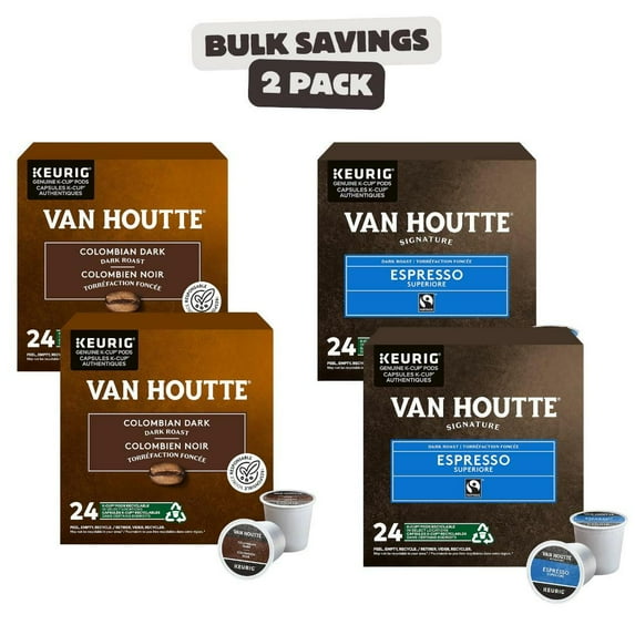 2 Pack each x Van Houtte Colombian Dark K-Cup Coffee Pods, 24 Count For Keurig Coffee Makers & Espresso Superiore K-Cup Coffee Pods, 24 Count For Keurig Coffee Makers