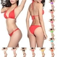 thumbnail image 1 of 2 Pack ylioge Bikini Sets for Women 2025 Summer Backless Bathing Suits Ladies Trendy Solid Push Up Swimming Tops Thongs Beach Swimsuits, 1 of 8