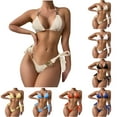 thumbnail image 1 of 2 Pack ylioge Bikini Sets for Women Two Piece Swimsuits Solid Color Bathing Suits Summer, 1 of 8